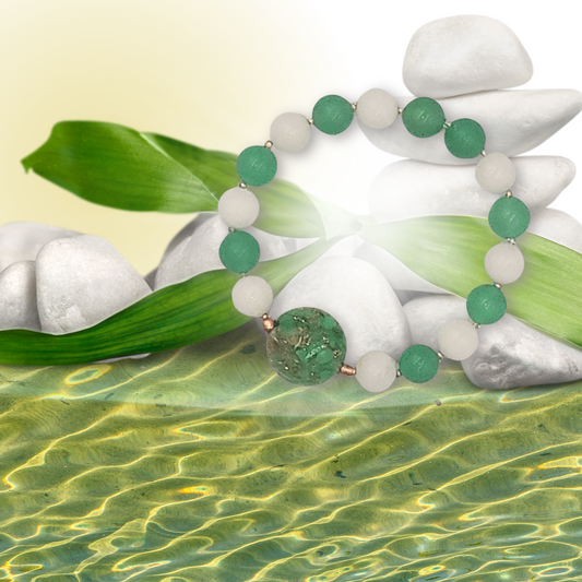 Luck & Style- Green and White Stone of Opportunity Bracelet