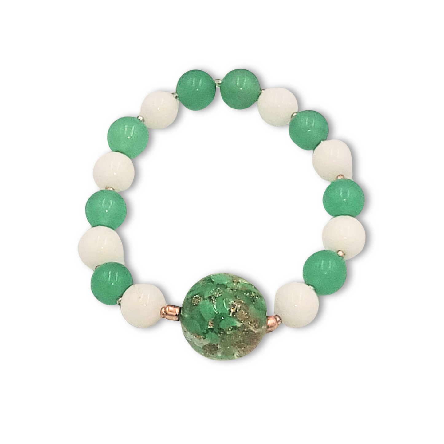 Luck & Style- Green and White Stone of Opportunity Bracelet