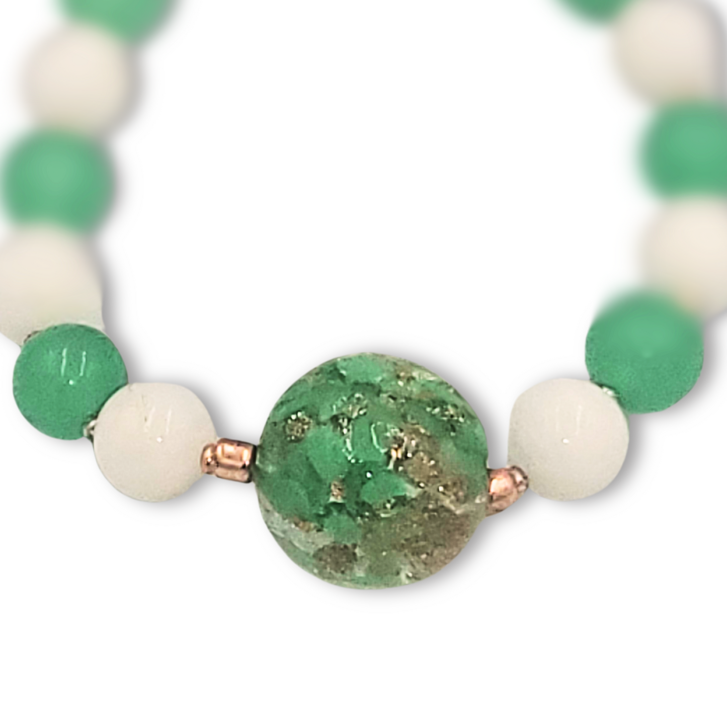 Luck & Style- Green and White Stone of Opportunity Bracelet