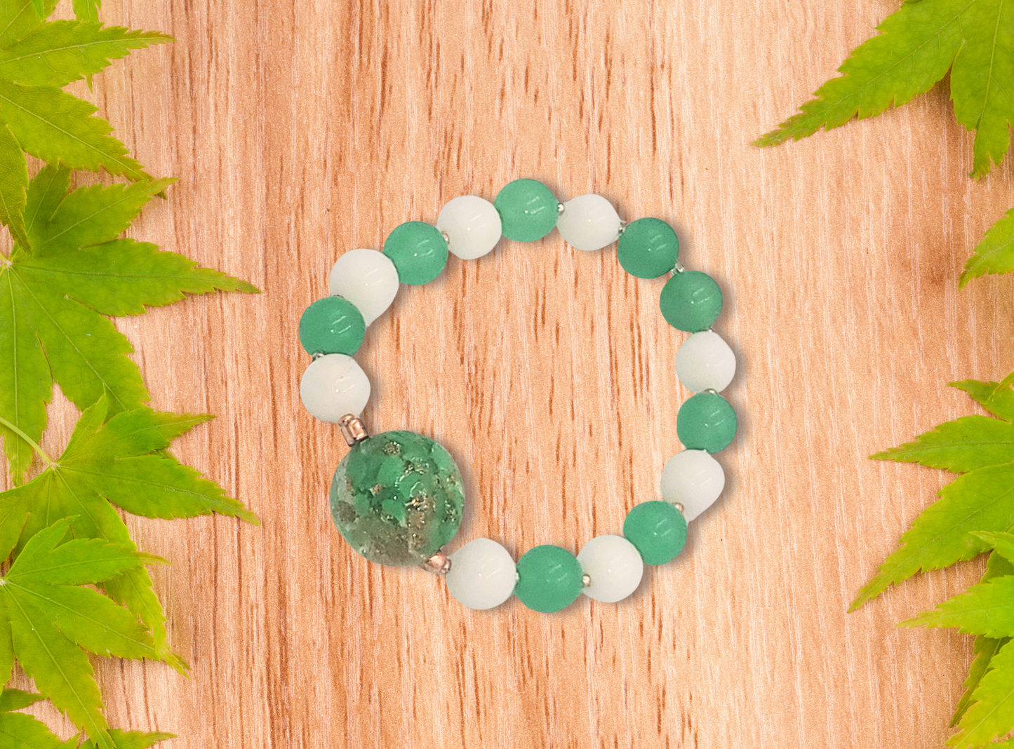 Luck & Style- Green and White Stone of Opportunity Bracelet