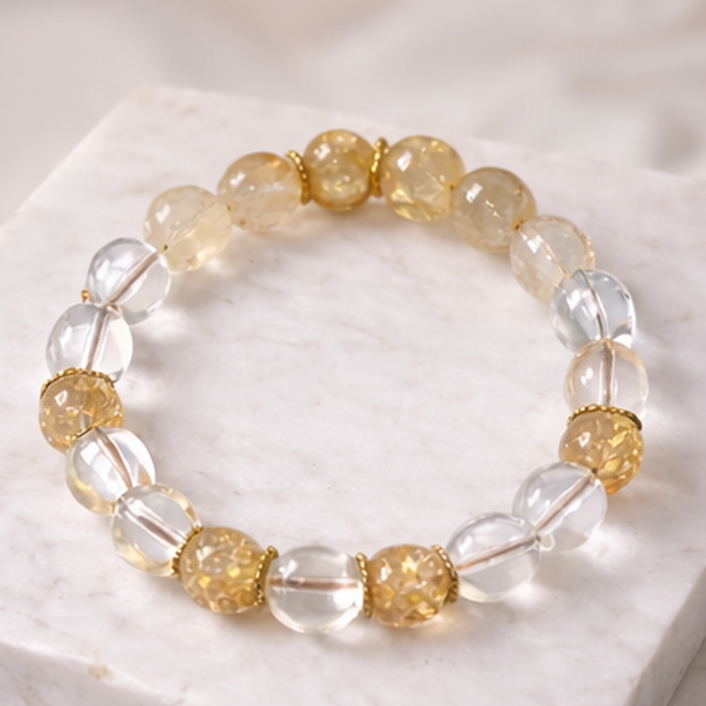 Golden Glow Citrine & Clear Quartz Bracelet