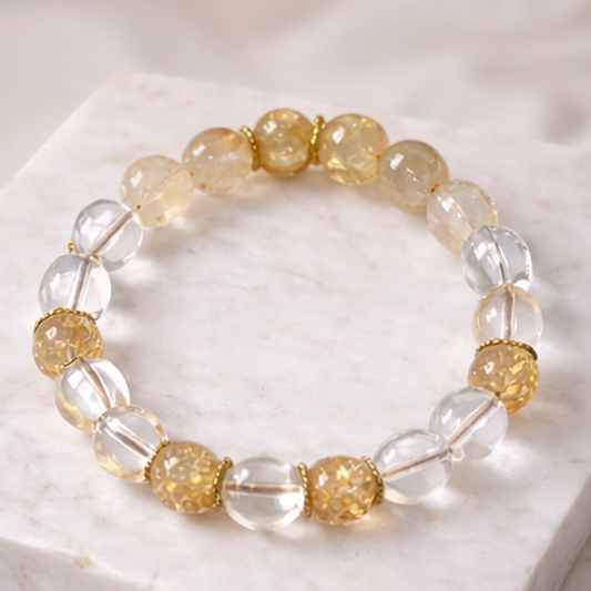 Golden Glow Citrine & Clear Quartz Bracelet