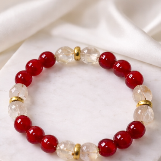 Carnelian & Clear Quartz Confidence Bracelet